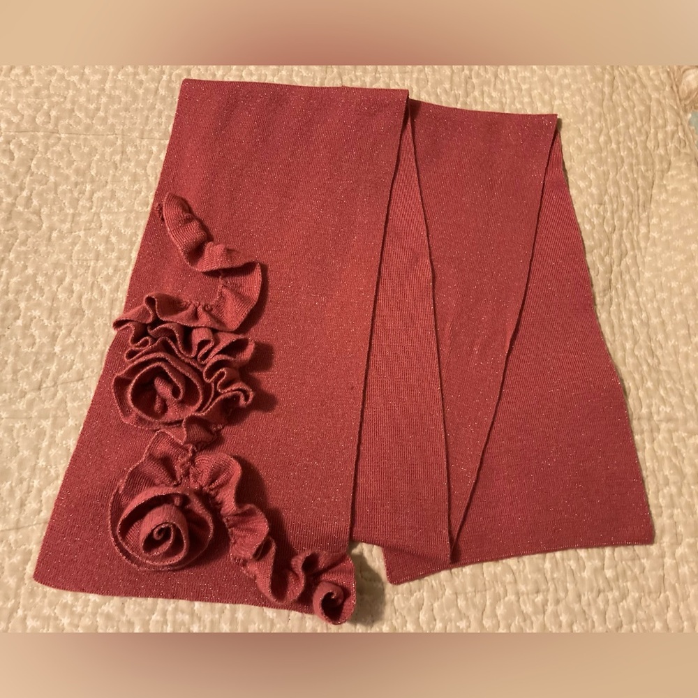 Talbots sculptured, rose scarf, 66 inches long
